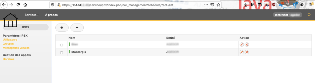 Horaire : Sélectionner l'Agence
